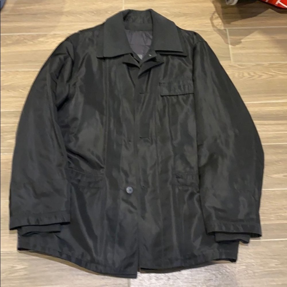 Versace Jean Couture Men Solid Black Layered Short Trench Coat Jacket Size XXL